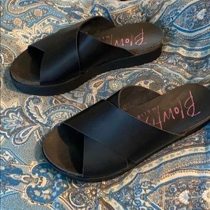 Blowfish Black and Cork Slide Platform Sandal